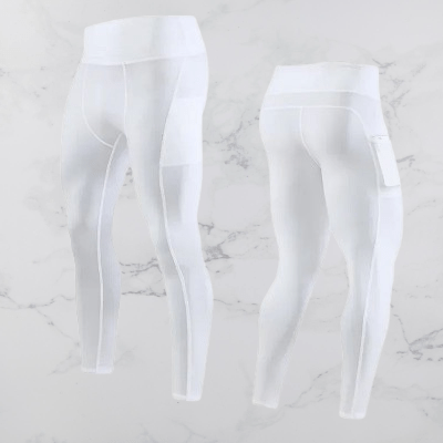 Pantalon yoga homme - FitnessLycraPants™ - Blanc - Coin du Yoga