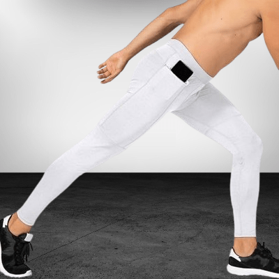 Pantalon yoga homme - FitnessLycraPants™ - Blanc - Coin du Yoga