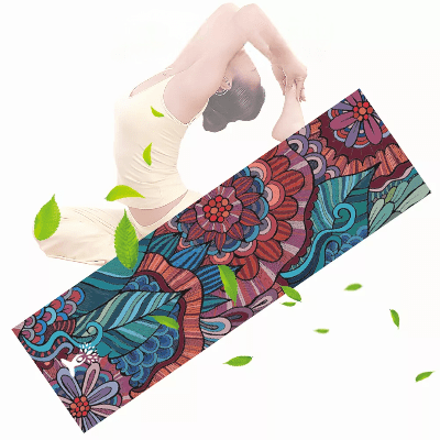 Serviette Antidérapante - YogaPrintMat™ - Fleurs Bohèmes - Coin du Yoga