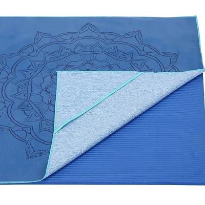 Serviette Antidérapante - YogaPrintMat™ - Mandala Bleu - Coin du Yoga