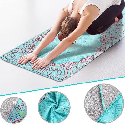 Serviette Antidérapante - YogaPrintMat™ - Mandala Vert Eau - Coin du Yoga